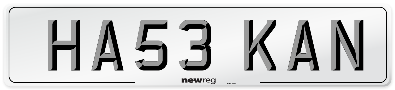 HA53 KAN Number Plate from New Reg